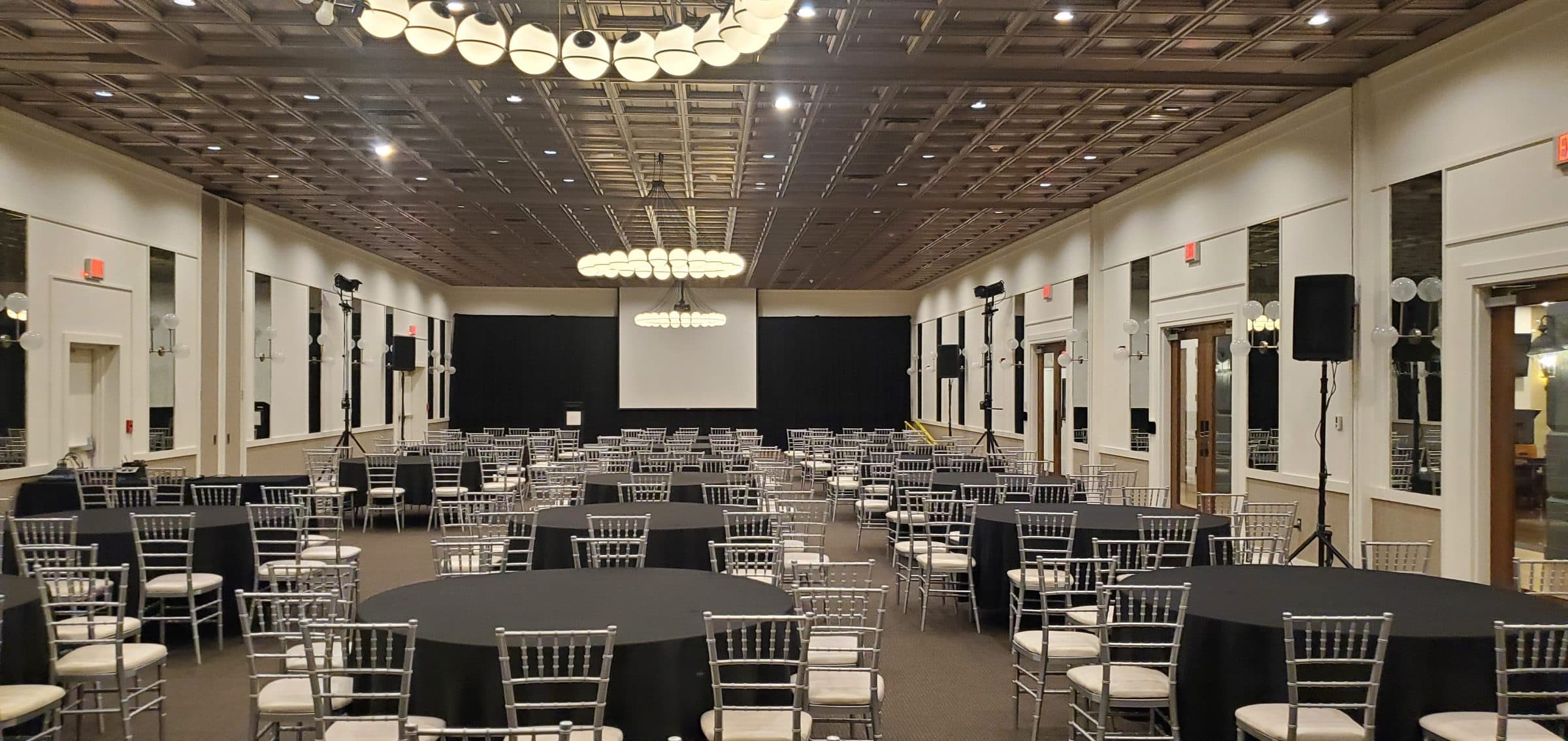 Ballroom prepared for a corporate program by Flow C Inc.